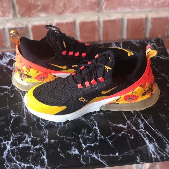 Nike Airmax 27C Floral Heel Orange Sneakers Size10 - Picture 1 of 8